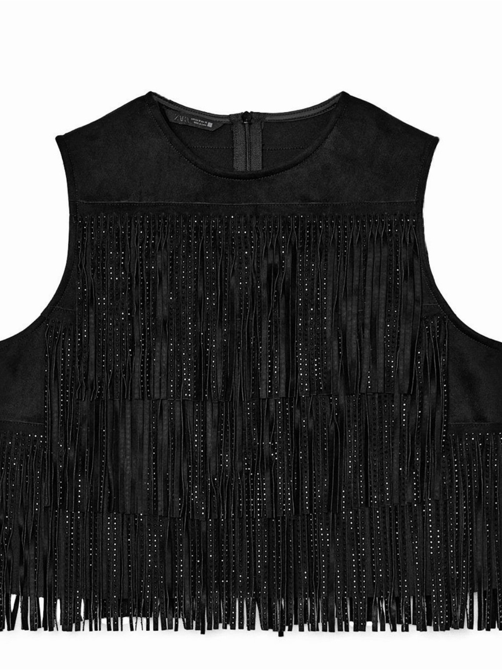 Zara Black Suede Fringe Tank Top